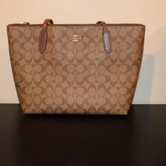 Coach Zip Top Tote Bag In Signature Canvas - Picture 3 of 7